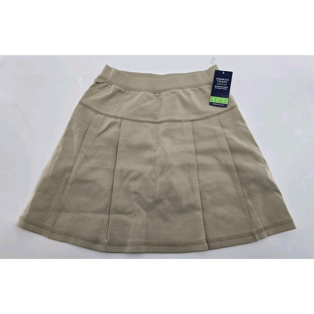 French Toast Girls Pleated Khaki Skirt Stretch Waist Size L - 10/12 SX9278 G